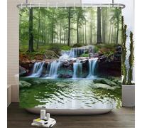 JGGXHM Natural Scenery Shower Curtain Set Forest Waterfall Spring Landscape Home Bathtub Decor Waterproof Bathroom Curtains 91x69in-230x175cm/WxH boho bathroom shower curtains