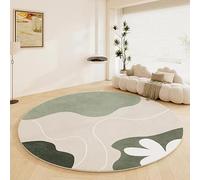 JGGXHM Nordic Style Fluffy Round Rug - Non-Slip Washable Abstract Carpet for Bedroom Light Luxury Living Room Decor Floor Mats(180cm)