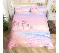 JGGXHM Ocean Duvet Cover Summer Beach Decor Hawaiian Vacation Style Bedding Set Nature Sea Theme Palm Trees Comforter Covers (155x220cm)