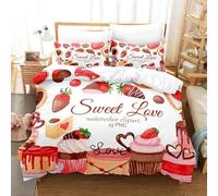 JGGXHM Pink Love Heart Bedding Set Duvet Cover Quilt Cover Girls Room Cute Sweets Comforter King Queen Double Twin Size Bed Line (210x210cm)