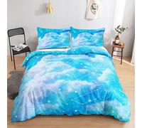 JGGXHM Rainbow Halo Dyeing Gradient Colour Clouds Constellation Duvet Cover Bedding Set Comforter Linen Single Double King Queen (155x220cm)