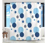JGGXHM Shower Curtain Blue Geometric Circle Pattern Waterproof Fabric Bathroom Bathtub Decor Modern Minimalist Home Accessory 75x87inch/WxH