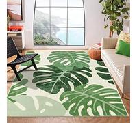 JGGXHM Tropical Green Leaf Carpet for Living Room Home Decoration Table Large Area Rugs Kitchen Hallway Rugs Non-slip Bathroom Mat 90x120cm