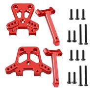 JGGZONE 2PCS Aluminum Alloy Front&Rear Shock Tower Mounts Set Replace Upgrade Parts Compatible with Traxxas 1/18 LaTrax Teton Desert Prerunner RC Car Upgrades, Replace Parts 7637(4-Pack) (Red)