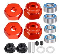 JGGZONE RC Car 1/10 Aluminum Alloy Wheel Hub Hex Adapter 12mm Combiner Wheel Extension Hex Drive Hub Adapter with Bearing Kit for Tamiya DT02 1/10 RC Car Upgrade Parts (Red)