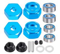JGGZONE RC Car 1/10 Aluminum Alloy Wheel Hub Hex Adapter 12mm Combiner Wheel Extension Hex Drive Hub Adapter with Bearing Kit for Tamiya DT02 1/10 RC Car Upgrade Parts (Blue)