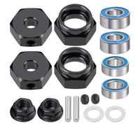 JGGZONE RC Car 1/10 Aluminum Alloy Wheel Hub Hex Adapter 12mm Combiner Wheel Extension Hex Drive Hub Adapter with Bearing Kit for Tamiya DT02 1/10 RC Car Upgrade Parts (Black)