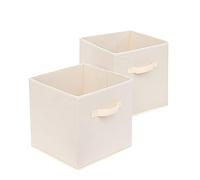 jghcsz Collapsible Clothes Drawer Organisers, Wardrobe Foldable Storage Boxes Dividers Cubes with Handles for Closet Shelves Bras, Socks, Ties, Scarve, Toys, books for Home/Office Beige 2 Pack