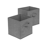 jghcsz Collapsible Clothes Drawer Organisers, Wardrobe Foldable Storage Boxes Dividers Cubes with Handles for Closet Shelves Bras, Socks, Ties, Scarve, Toys, books for Home/Office Grey 2 Pack