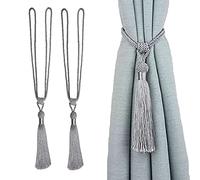 jghcsz Curtain Tiebacks Handmade Rope Tassel Tie Backs Curtain Holdbacks Curtain Ties for Office Home Decorative Drapery Set of 2 Silver