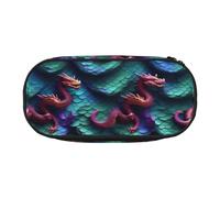 JGHHOUN 3D Magical Dragon Scales Pattern Print Pencil Case Spacious Pen Pouch Zipper High Capacity Makeup Tools Office Supplies