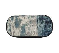 JGHHOUN Abstract Blue Print Pencil Case Spacious Pen Pouch Zipper High Capacity Makeup Tools Office Supplies