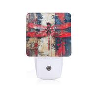 JGHHOUN Abstract Red Dragonfly Print Bedroom Bathroom Hallway Room Nightlight Lighting for Home Night Light Daily Use