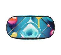 JGHHOUN Abstract Science Chemistry Illustration 3D Print Pencil Case Spacious Pen Pouch Zipper High Capacity Makeup Tools Office Supplies