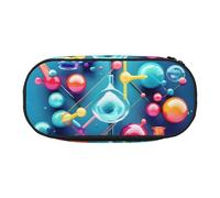 JGHHOUN Abstract Science Chemistry Illustration 3D Print Pencil Case Spacious Pen Pouch Zipper High Capacity Makeup Tools Office Supplies