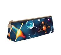 JGHHOUN Abstract Science Chemistry Print Higher Capacity Leather Pencil Case Zippered Pen Case School Students Teenagers