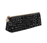 JGHHOUN Abstract Science Chemistry Print Higher Capacity Leather Pencil Case Zippered Pen Case School Students Teenagers