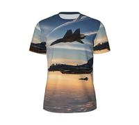 JGHHOUN Aircraft Fighter Jets Print Men Short-Sleeved T-Shirt Breathable Lightweight Summer Fashion Gym Workout Casual Wear Black
