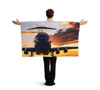 JGHHOUN Aircraft Plane At Sunset Print Patriotic Flag With Sleeves Cape Themed Costume Accessory Celebration Sport Games