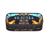 JGHHOUN Airplane Cockpit Print Teenagers Large Storage Pencil Case Students School Travel Essential Stationery