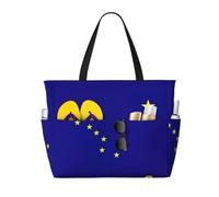 JGHHOUN Alaska State Flag Print Lightweight Beach Travel Bag Women Men Foldable Tote For Vacation Weekend Camping