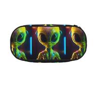 JGHHOUN Alien Planet Print Pencil Case Spacious Pen Pouch Zipper High Capacity Makeup Tools Office Supplies