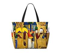 JGHHOUN Ancient Egypt Tribe Series Print Lightweight Beach Travel Bag Women Men Foldable Tote For Vacation Weekend Camping