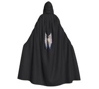 JGHHOUN Angel Wing Print Carnival Cosplay Halloween Hooded Cloak | Unisex Witch Capes Costume Celebration Masquerade Accessory Comfort Versatile