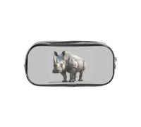JGHHOUN Animal Rhino Print Transparent Stationery Organizer Clear Pencil Case Office Pencil Pouch Supplies