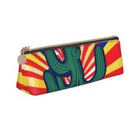 JGHHOUN Arizona Flag Print Higher Capacity Leather Pencil Case Zippered Pen Case School Students Teenagers