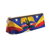 JGHHOUN Arizona Flag-Standard Print Higher Capacity Leather Pencil Case Zippered Pen Case School Students Teenagers