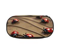 JGHHOUN Art Ladybug Tracks Print Pencil Case Spacious Pen Pouch Zipper High Capacity Makeup Tools Office Supplies