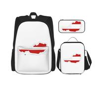 JGHHOUN Austrian Flag Map Print Teenagers Set 3 In 1 Bookbags Lightweight Adjustable Shoulder Strap School Trips