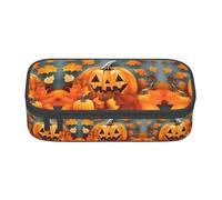 JGHHOUN Autumn Leaves Thanksgiving Day Pumpkin Print Teenagers Large Storage Pencil Case Students School Travel Essential Stationery