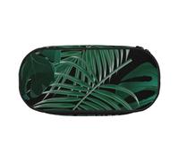 JGHHOUN Banana Leaf Green Print Pencil Case Spacious Pen Pouch Zipper High Capacity Makeup Tools Office Supplies