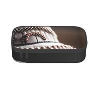 JGHHOUN Baseball Lace Close Up Print Teenagers Large Storage Pencil Case Students School Travel Essential Stationery