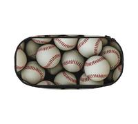 JGHHOUN Baseball Print Pencil Case Spacious Pen Pouch Zipper High Capacity Makeup Tools Office Supplies