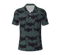 JGHHOUN Bat Pattern Print Versatile Polo Shirts Breathable Comfortable Short Sleeve Casual Summer Apparel Black