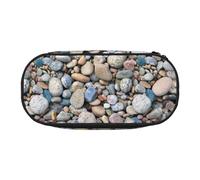 JGHHOUN Beach Stones Pattern Print Pencil Case Spacious Pen Pouch Zipper High Capacity Makeup Tools Office Supplies