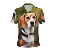 JGHHOUN Beagle Dog Print Versatile Polo Shirts Breathable Comfortable Short Sleeve Casual Summer Apparel Black