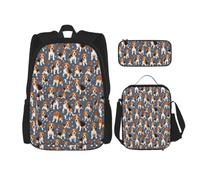 JGHHOUN Beagle Patterns Print Teenagers Set 3 In 1 Bookbags Lightweight Adjustable Shoulder Strap School Trips