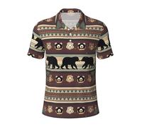 JGHHOUN Bear Print Versatile Polo Shirts Breathable Comfortable Short Sleeve Casual Summer Apparel Black
