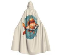 JGHHOUN Beautiful Fish Print Hooded Cloak Cape For Adults Costume Accessory Carnival Cosplay Vampire Theme Party
