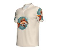 JGHHOUN Beautiful Fish Print Versatile Polo Shirts Breathable Comfortable Short Sleeve Casual Summer Apparel Black