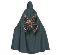 JGHHOUN Beautiful Moth Print Hooded Cloak Cape For Adults Costume Accessory Carnival Cosplay Vampire Theme Party