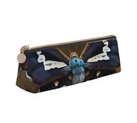 JGHHOUN Beautiful Moth Wings Print Higher Capacity Leather Pencil Case Zippered Pen Case School Students Teenagers