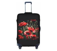 JGHHOUN Beautiful Red Poppy Flower Print Universal Travel Suitcase Cover Elastic Luggage Protector for Waterproof Washable