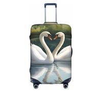 JGHHOUN Beautiful White Swans on The Lake Print Universal Travel Suitcase Cover Elastic Luggage Protector for Waterproof Washable