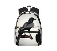 JGHHOUN Black Crow Birds On A Branch Print Lightweight Casual Comfort Backpack Unisex Water-Resistant Daily Travel Commuting