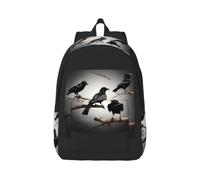 JGHHOUN Black Crow Birds On A Branch Print Stylish Backpack Unisex Double Shoulder Bag For Travel Work Outdoor Adventures